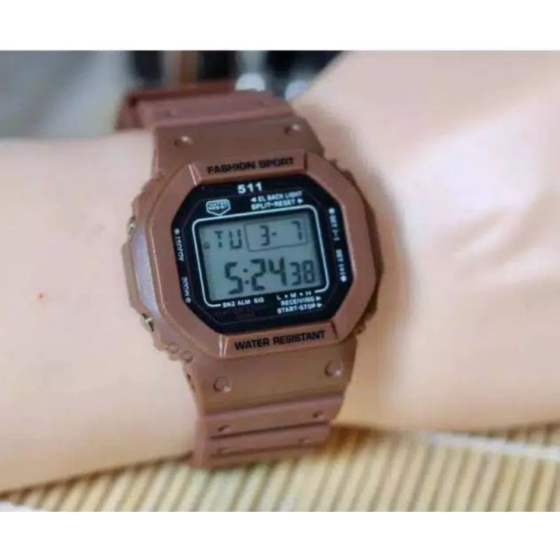 JAM TANGAN WANITA 511 SEGI EMPAT DIGIJTAL WATER PROF