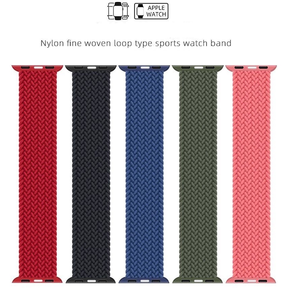 Solo Braided Loop Strap Nylon Elastic Aple Watch 6 5 4  3 2 1 iWatch 44 40 42 38mm，bisa SERIES7/SERIES 6 HW18/19/HW22/DT100PRO/DT100PRO+/DT7/DT7+/Z36