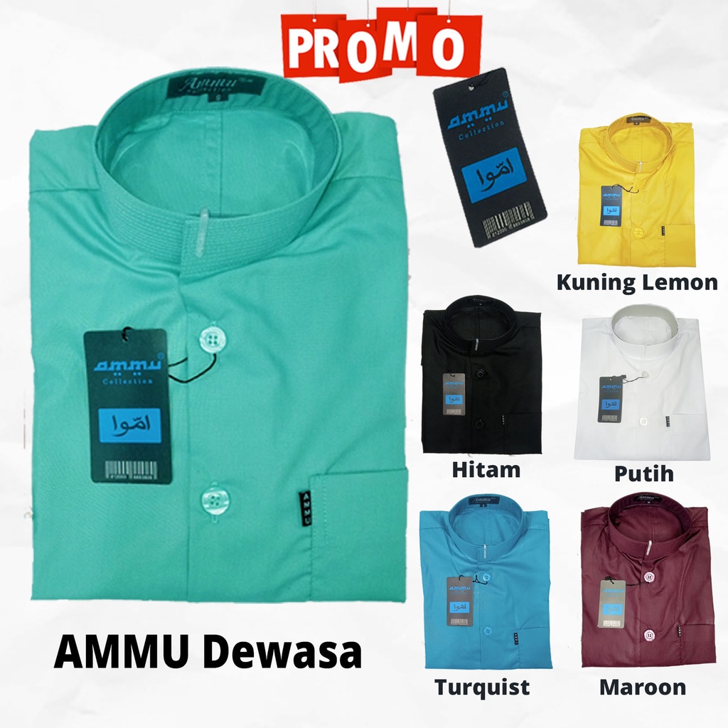 Baju Koko Ammu Amu collection amu dewasa baju amu polos lengan panjang baju Koko