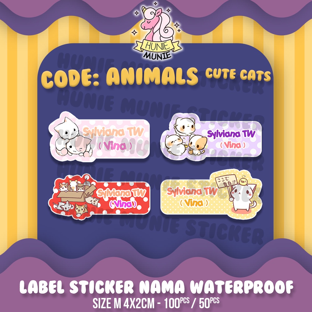 

Sticker Label Nama Custom - Cute Cats Cat (100pcs+) Stiker
