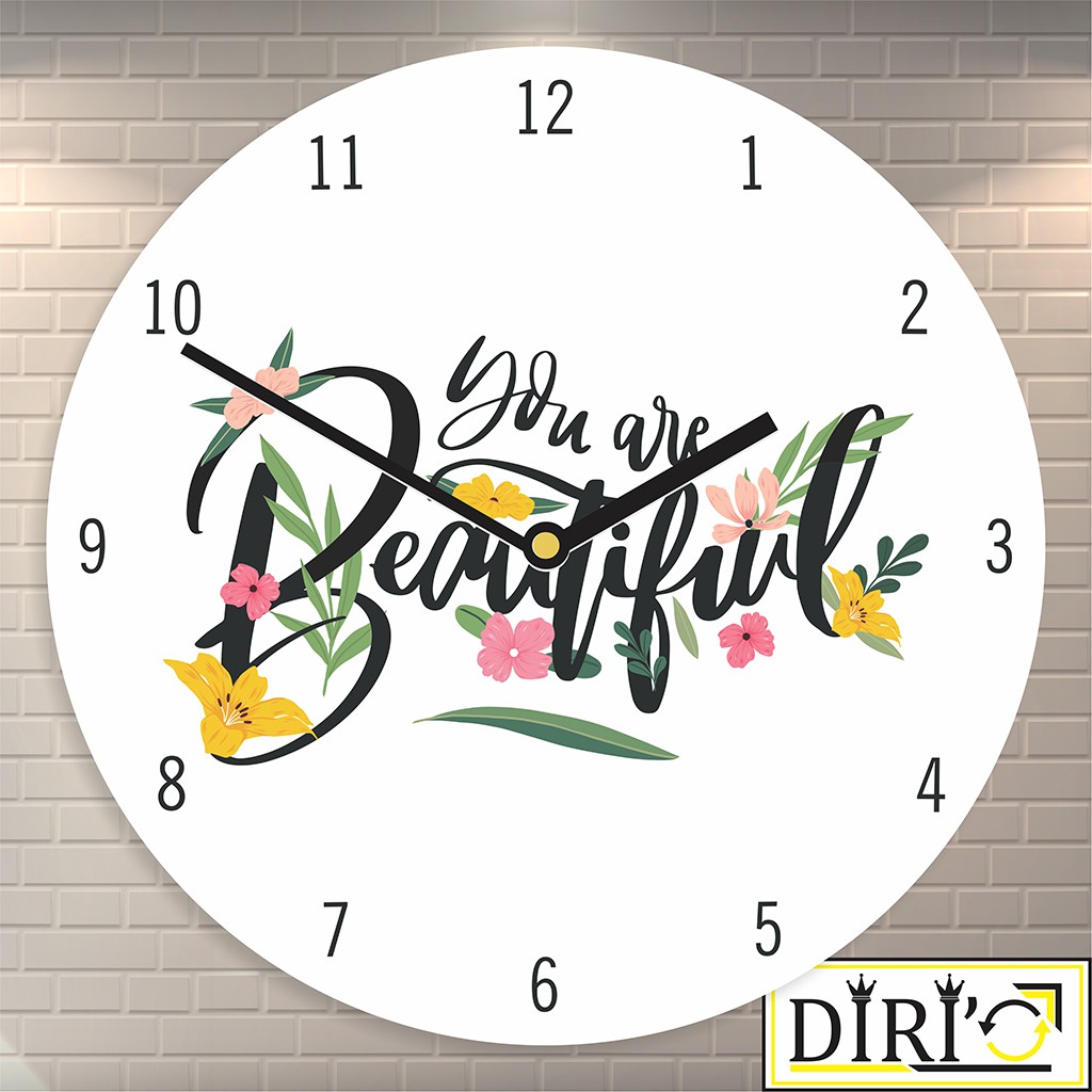 Jam Dinding Kayu Unik Girls Quote Motivation Pajangan Perempuan Shabby Chic-Beautiful