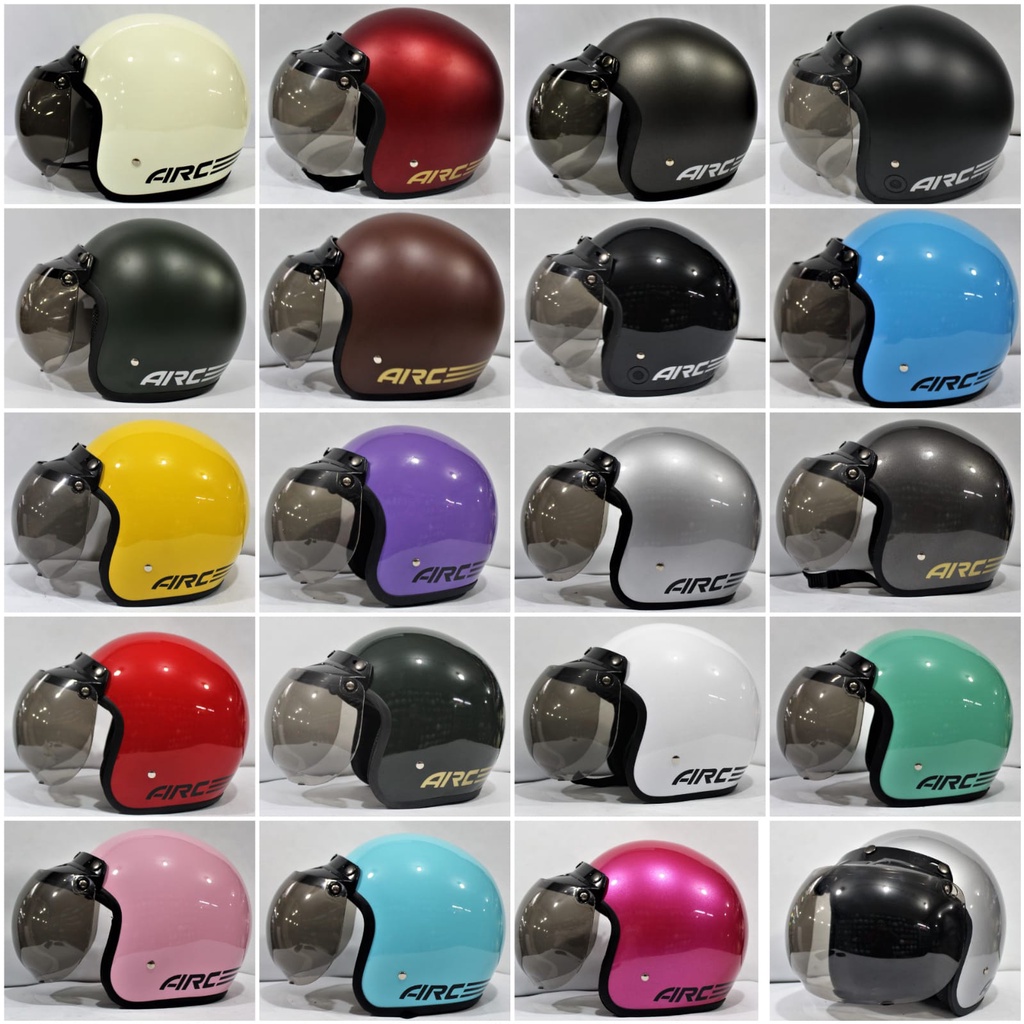 Helm Bogo ARC Polos KACA CEMBUNG HITAM/SMOKE Dewasa Pria Dan Wanita