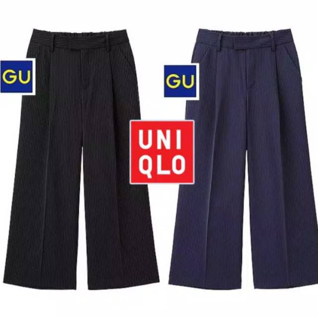 LONG WIDE STRIPED KULOT GU by UNIQLO