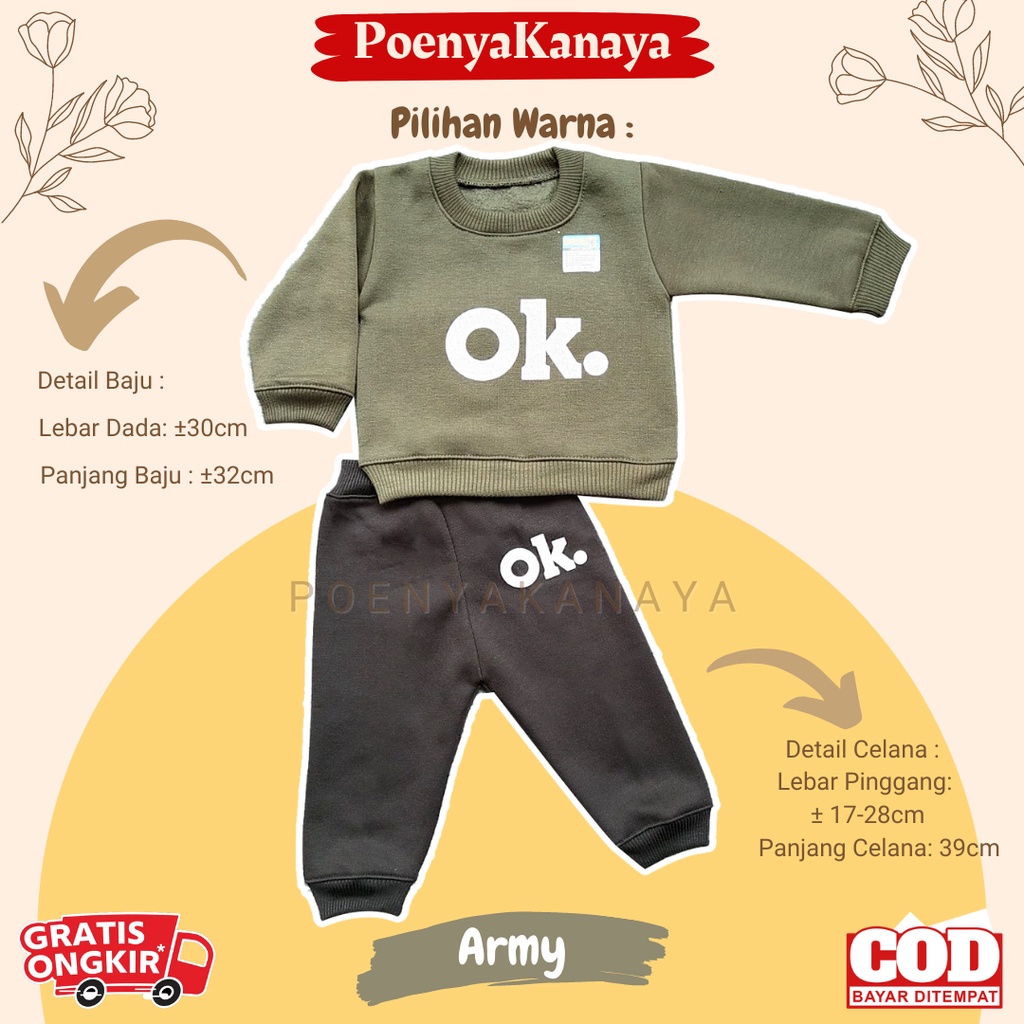 Setelan Sweater Jaket Bayi Anak Panjang OK HBc Size 6-18 Bulan SPY85