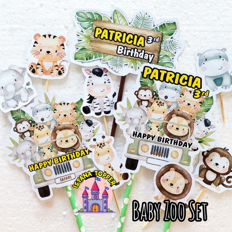 Topper STANDART DAN CUSTOM SERI ZOO / ANIMAL / Topper Animal / Topper Ultah / Topper Cake