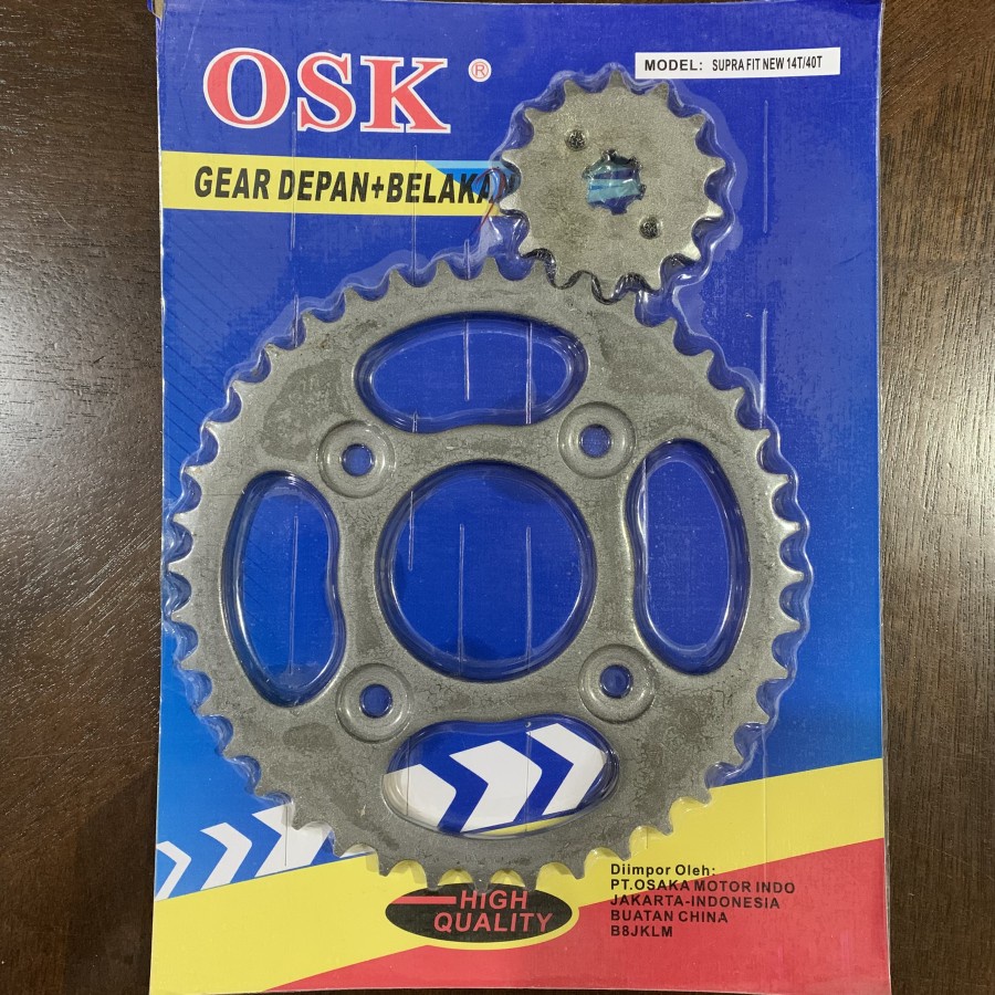 OSK SUPRA FIT NEW GEAR PAKET DEPAN BELAKANG 14T 40T SET GIR GIRSET 14 40 T MOTOR