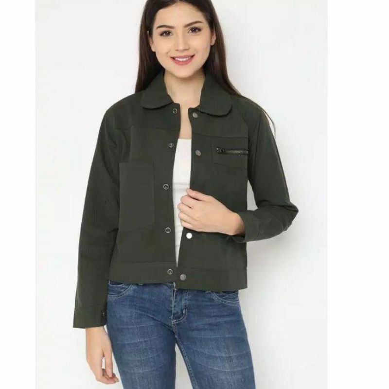 Jaket polan wanita/jaket polan kekinian/jaket canvas wanita/pocket zippy/jaket kerah wanita/ jaket canvas premium /zippy wanita/gudang fashion/murah - polos - bahan baby canvas