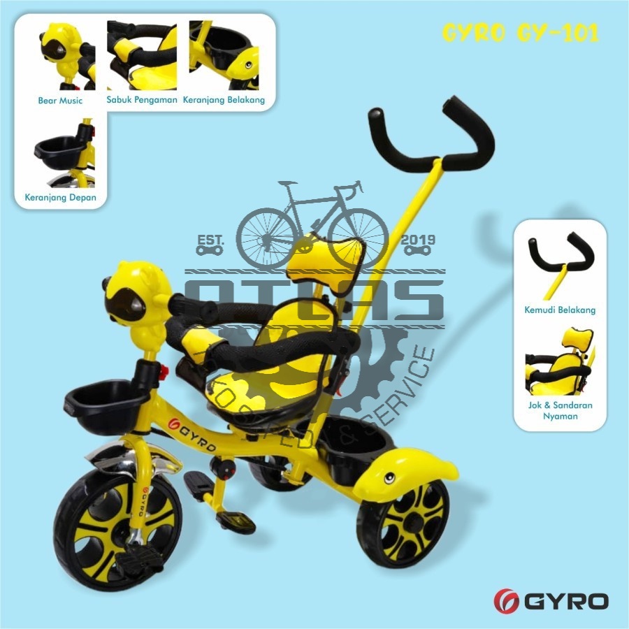 SEPEDA RODA TIGA GYRO 101 TANPA PAYUNG
