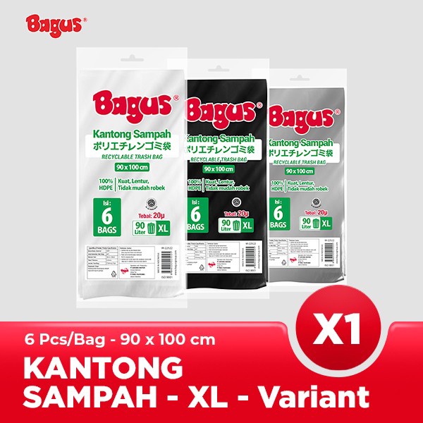 Bagus Kantong Sampah Size XL Isi 6 Uk 90x100 90 liter Plastik Sampah