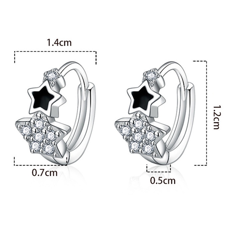 Anting Tusuk Gantung Bahan Sterling Silver 925 Desain Bintang Hias Kristal / Zircon Untuk Wanita