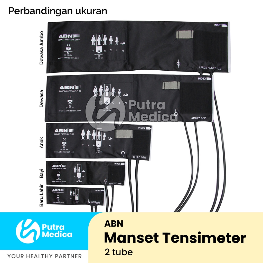 ABN Manset Tensimeter 2 Selang Anak / Nylon Cuff / Sparepart Tensimeter