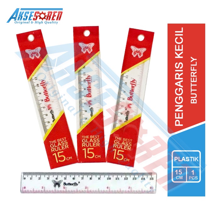 

Penggaris Plastik Panjang Butterfly [15 cm] / Mistar Alat Ukur Garisan