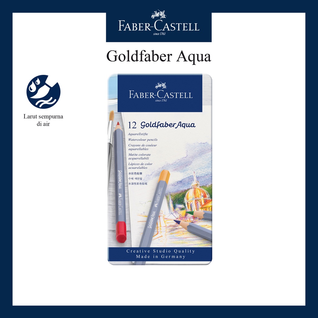 

Creative Studio Quality / Watercolour Pencil Goldfaber Aqua Tin Of 12 Faber Castell / Kemasan Kaleng