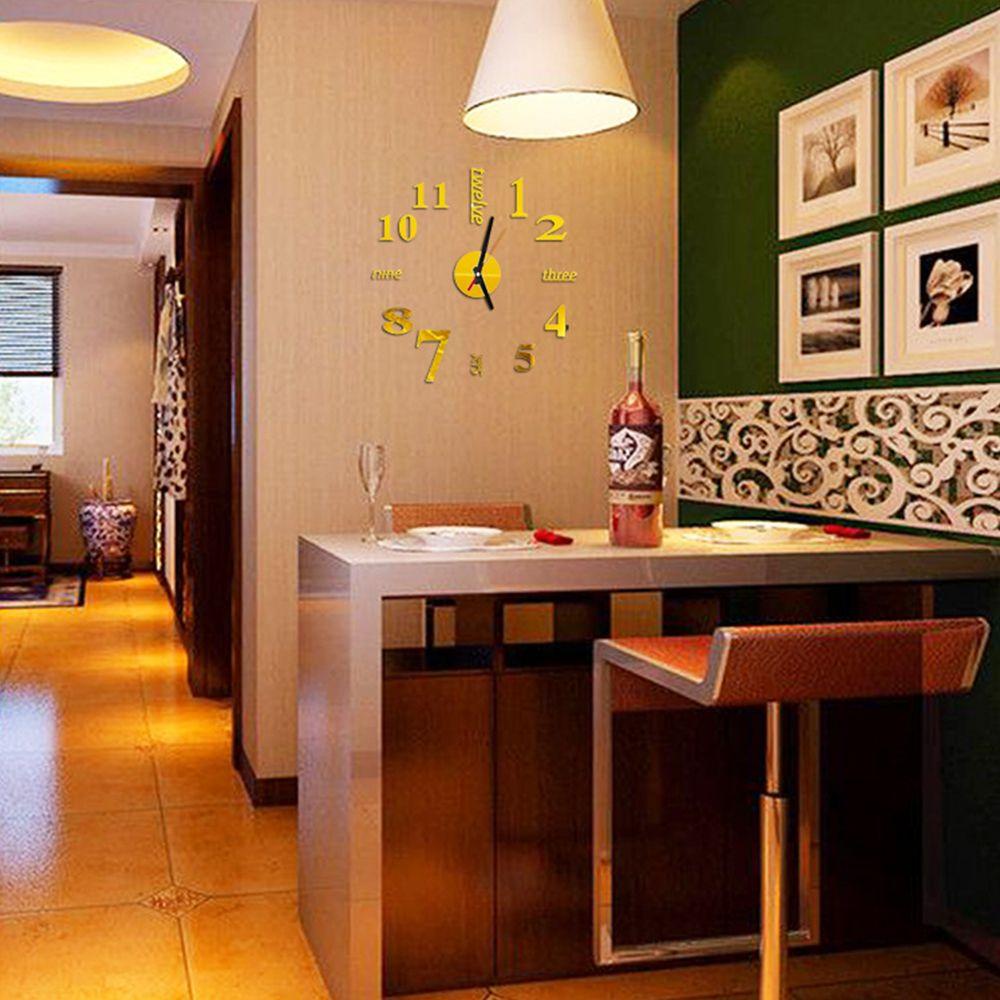 Solighter DIY Jam Dinding Fashion Ornamen Aksesoris Akrilik Perekat Diri Stiker Kuarsa Diam