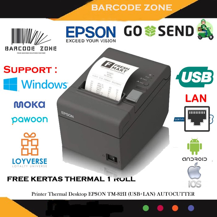 Jual Printer Kasir Pos Thermal Epson Tm T82 Lan Support Moka Pawoon Oslera Setara Epson T 82x 7389