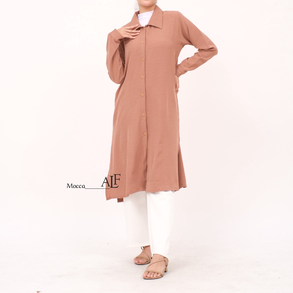 Messi Long Tunik Mocca by Alfaina / Basic Tunic Kemeja Wanita