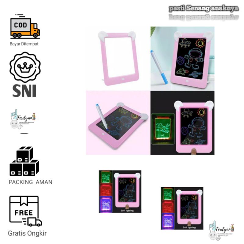 Magic Board Drawing LED  Papan Gambar Ajaib Edukasi mainan anak pintar belajar menulis Mainan anak E