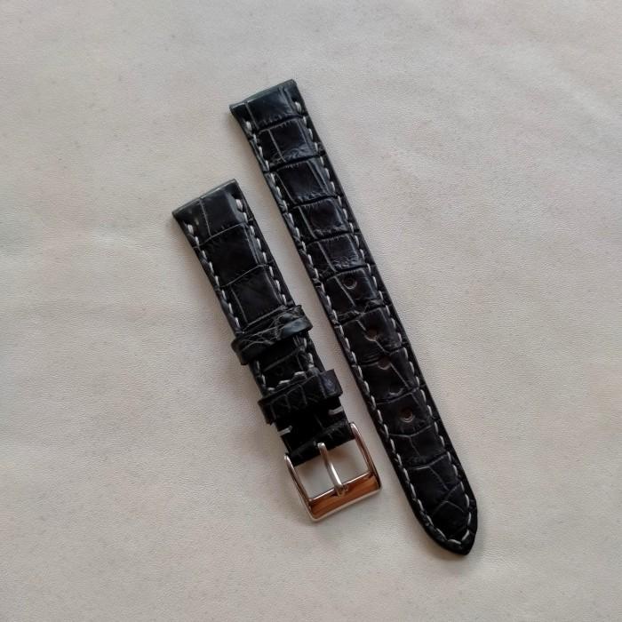 strap jam tangan kulit crocodile asli lug 18mm , seiko omega citizen
