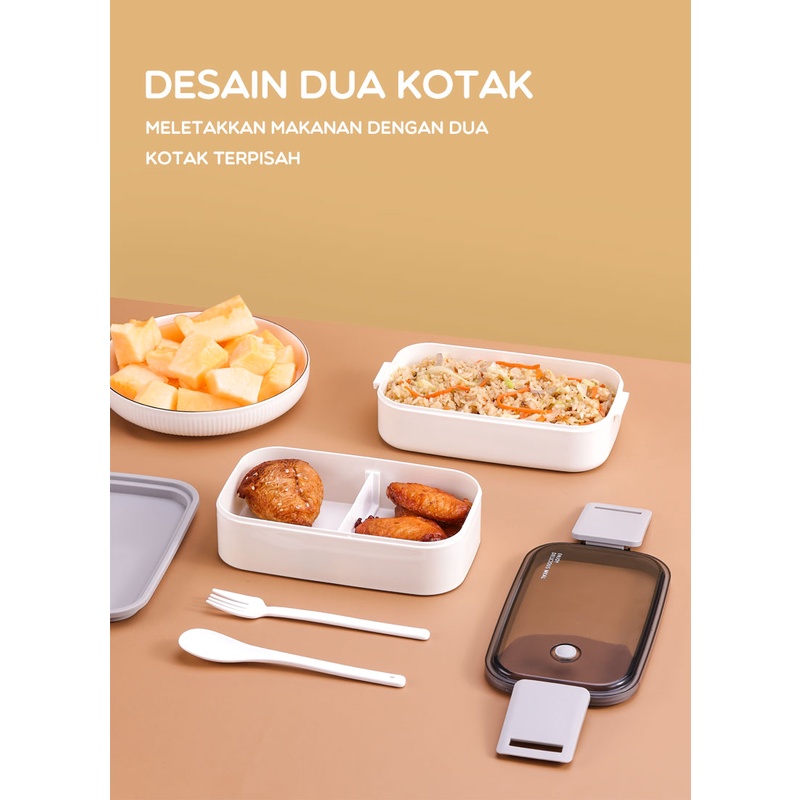 Kotak Makan 2 Tingkat BONBOX Lunch Box Susun Microwaveable Food BTW40