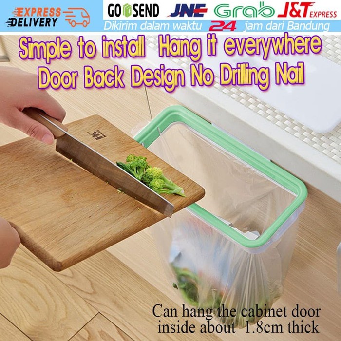 Dapur Gantungan kantong sampah Tempat plastik untuk Pintu Lemari Penyimpanan Trash