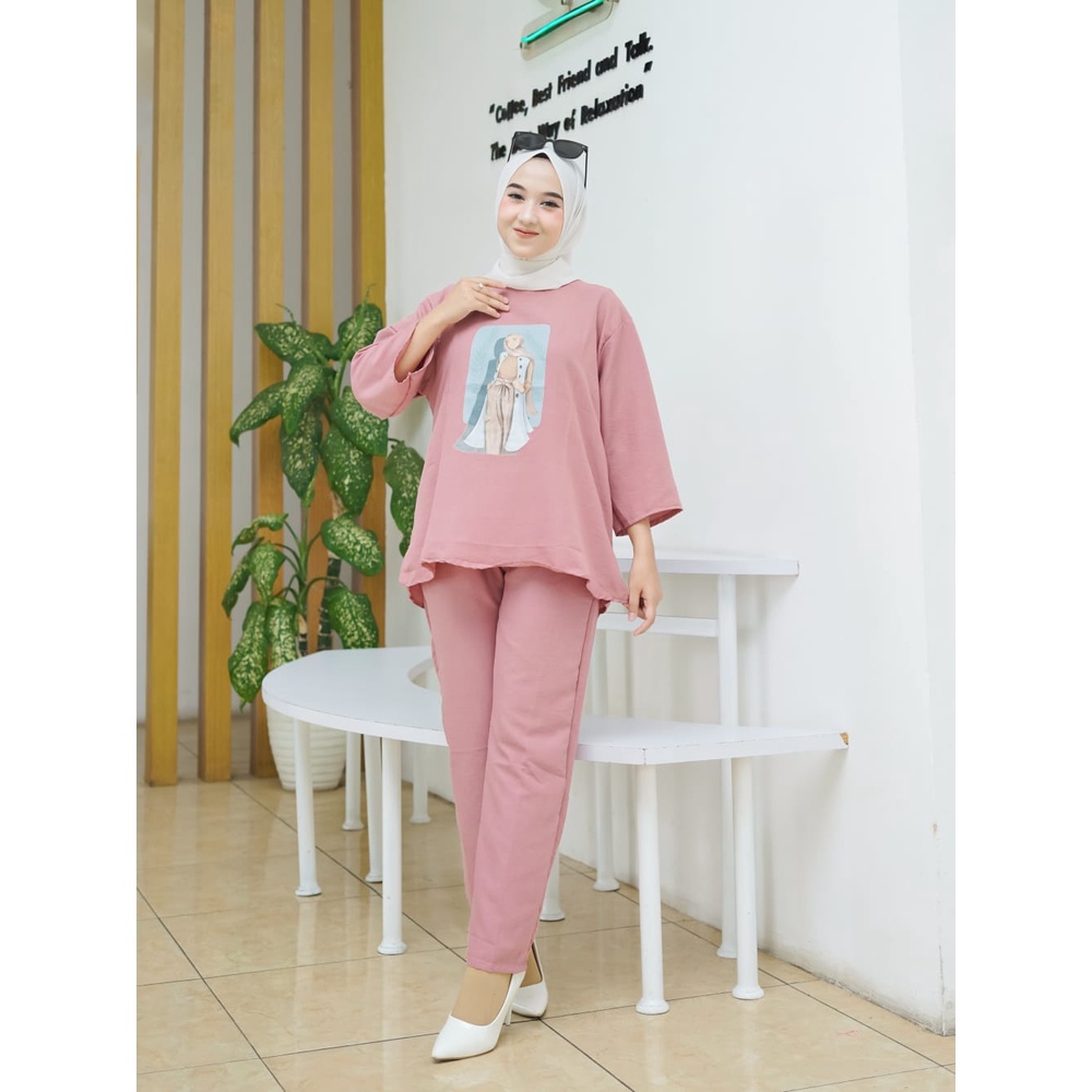 Julita Set Baju Wanita Setelan Jumbo Terbaru 2022/Setelan Muslim Wanita Terbaru Bahan Cringkle/Setelan Long Tunik Set/ Fashion Outfit set 2 In 1 Anti Kusut