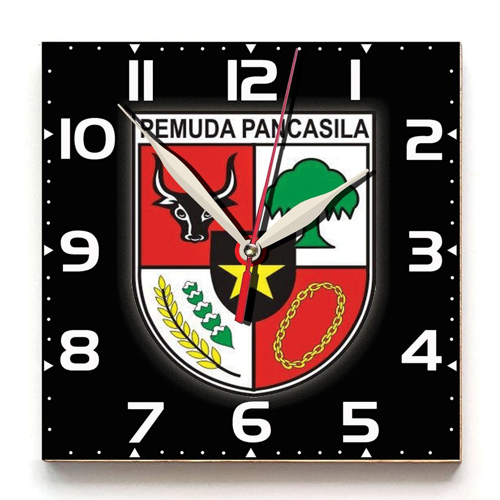 JAM DINDING UNIK KARAKTER PEMUDA PANCASILA - PP 3 . KAYU 30x30