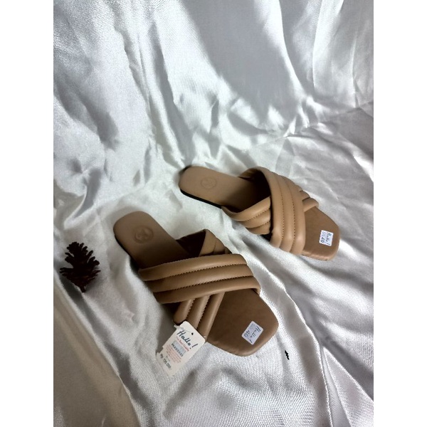 Hallo! Siap Kirim Sandal Slop Silang Wanita Slip On mules Original (HALLO LILA)