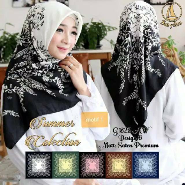 SEGIEMPAT RANTING BUNGA. JILBAB SARYSHA . KERUDUNG SEGI4 MOTIF. HIJAB SQUARE SEGI EMPAT
