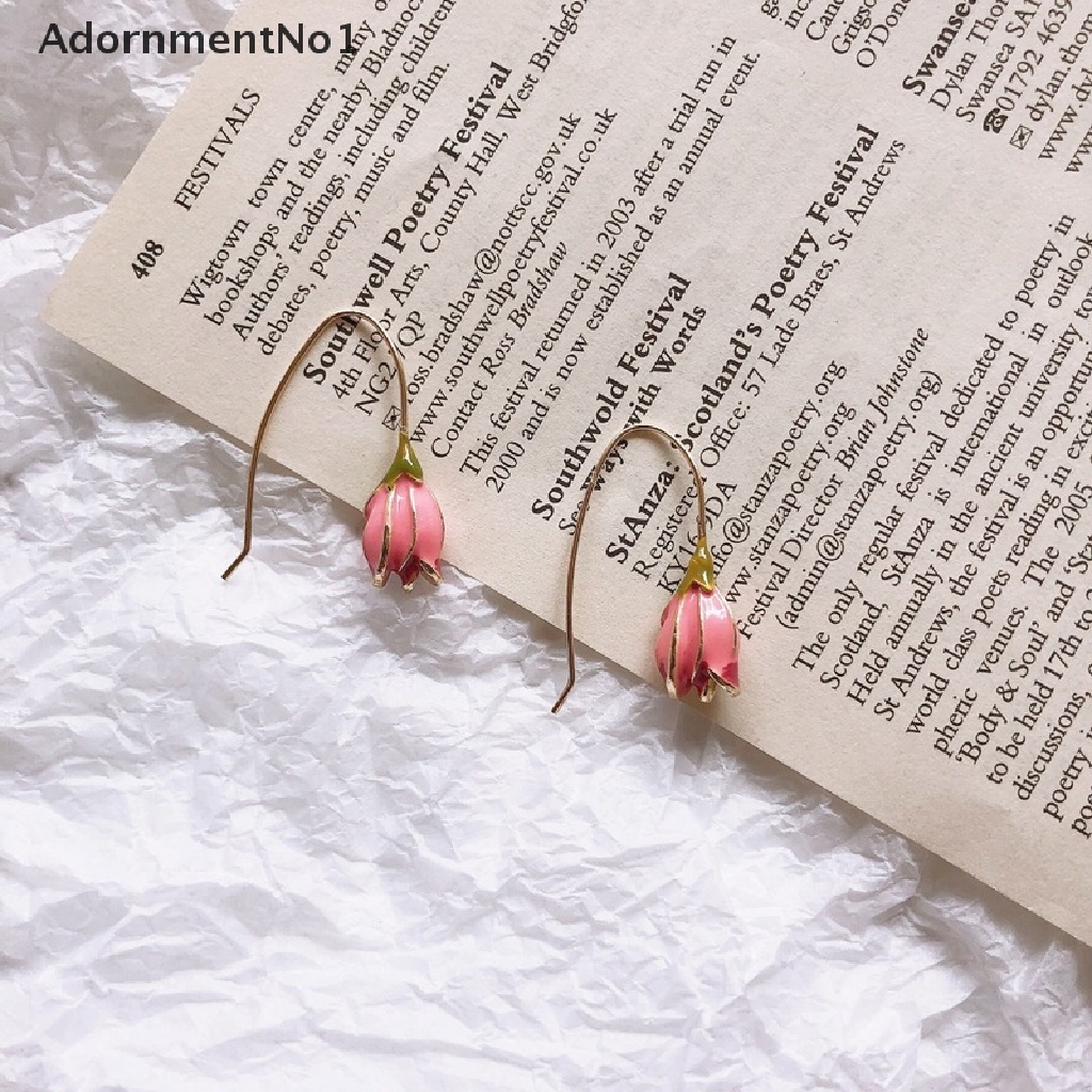 (AdornmentNo1) Anting Tusuk Gantung Desain Bunga Tulip Gaya Retro / Perancis Untuk Wanita