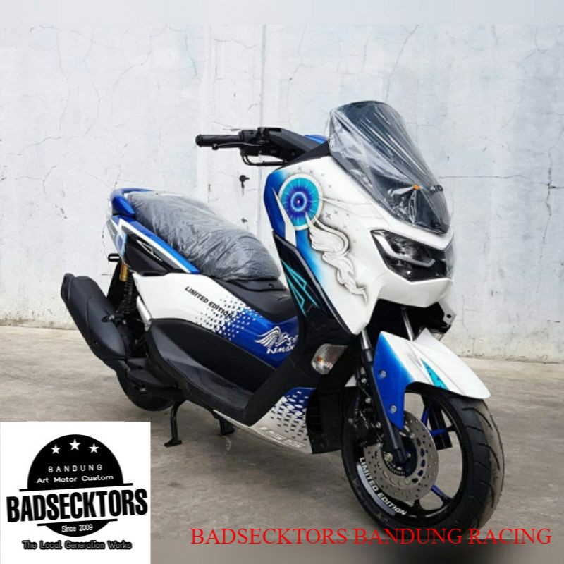 Decal Sticker NMAX Motif Airbrush White blue keren