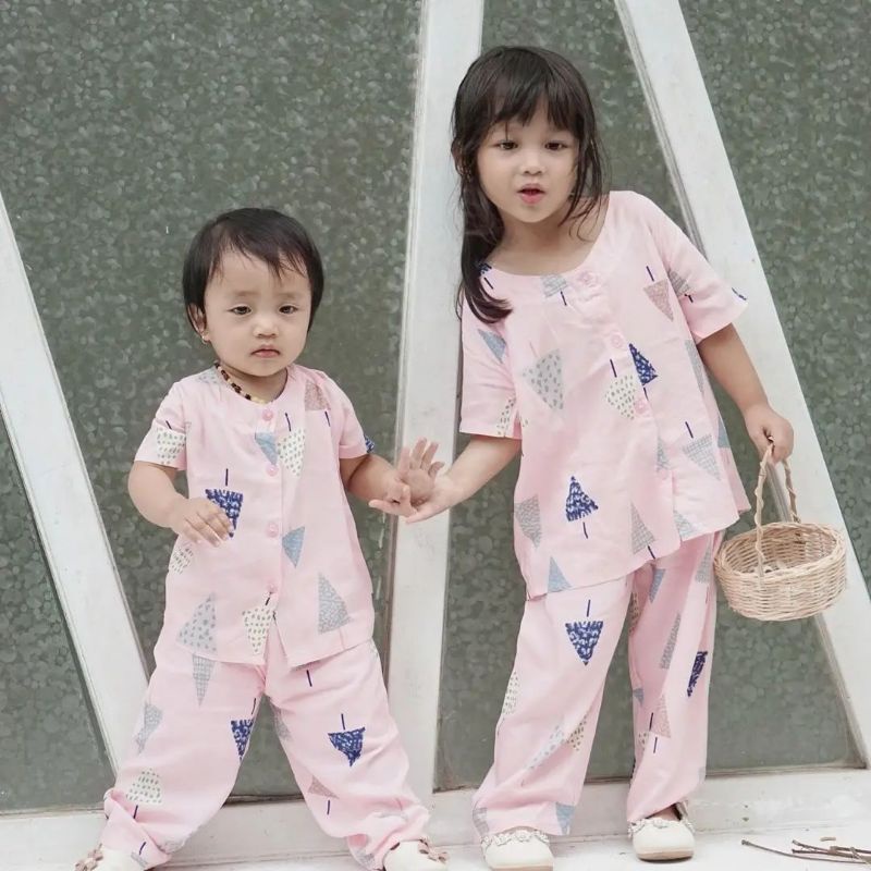 Piyama Anak Perempuan Katun motif 1-4 Tahun