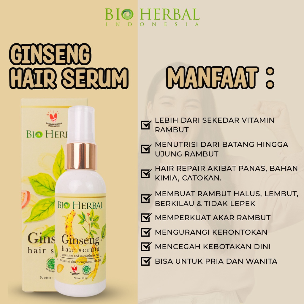 [COD] Bio Herbal Hair Serum Rambut dengan Bahan Alami Menutrisi &amp; Melembabkan Rambut Kering Hingga ke Akar - 60 ML