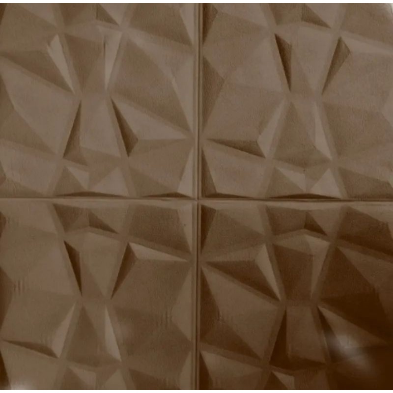 Wallpaper Foam 3D Motif Diamond 70x70cm Tebal 5mm-Diamond Coklat