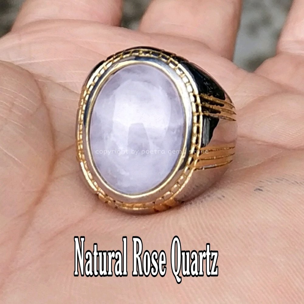 CINCIN BATU AKIK NATURAL BLUE LACE AGATE TITANIUM MINIMALIS