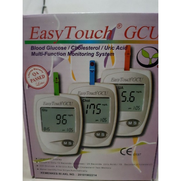 Easy touch GCU (alat tes gula darah, kolesterol , asam urat)