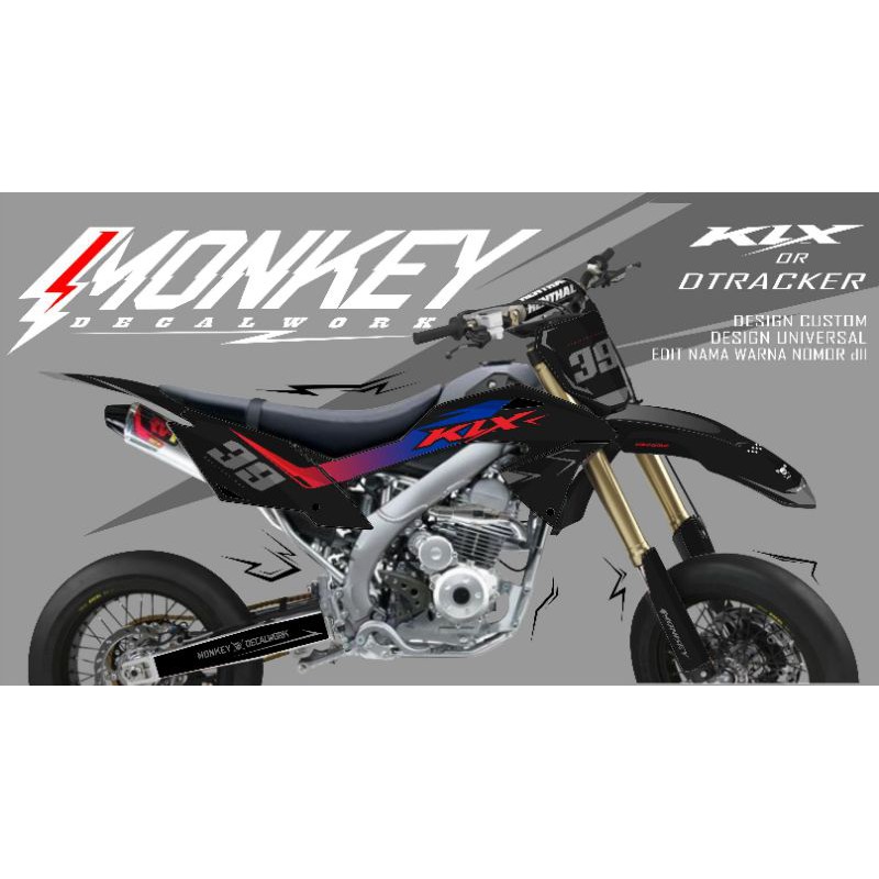 DEKAL STICKER DECAL KLX D-TRACKER SIMPLE CUSTOM
