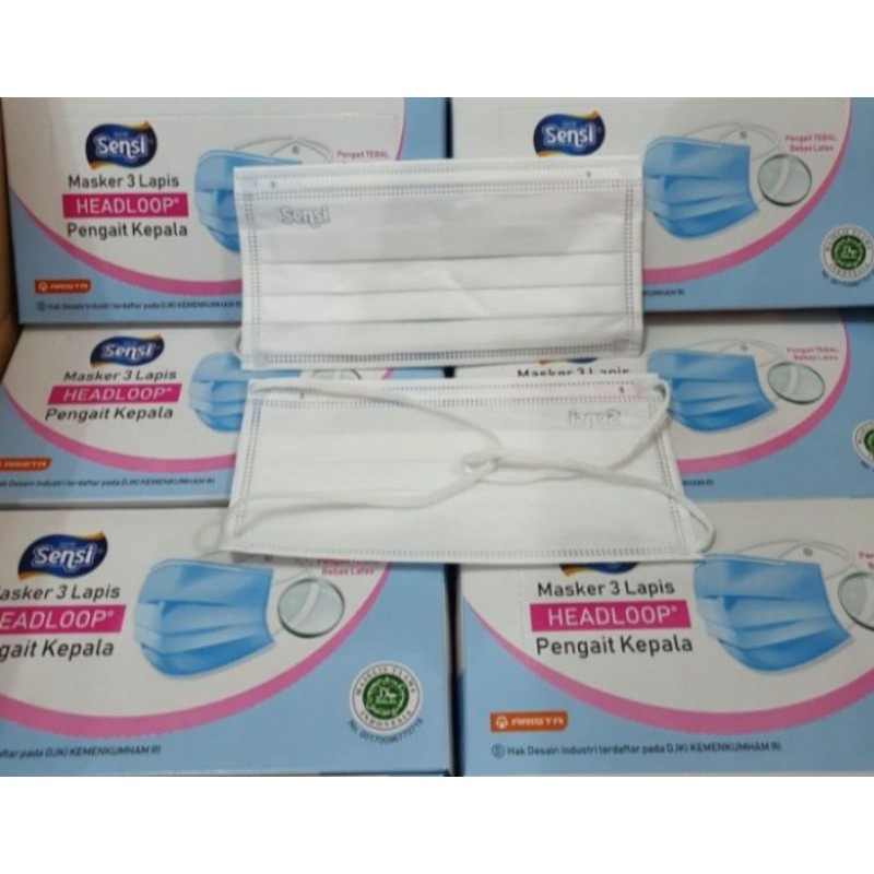 Masker Sensi Putih Headloop/Hijab isi 40 pcs