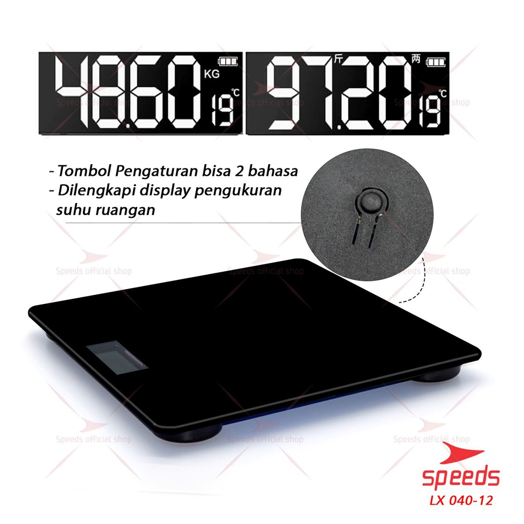 speeds timbangan badan digital 180kg scale kaca berat mini max original impor 040