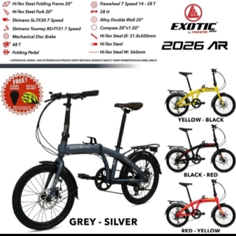 Sepeda Lipat Folding Bike EXOTIC 20 inch 2026 AR 7 speed