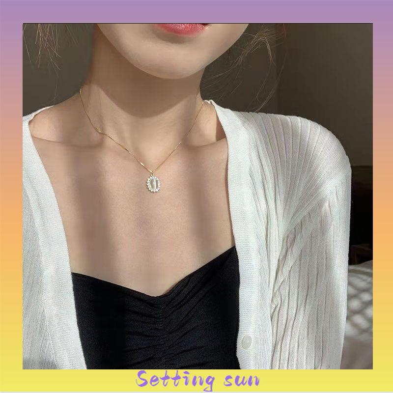 Retro Light Luxury Opal Kalung Wanita All-Match Hadiah Ulang Tahun Sederhana TN TN