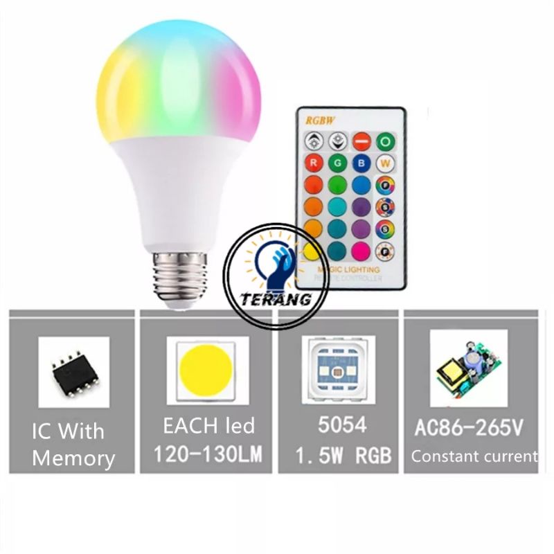 LAMPU BOHLAM 10W LED RGB BERUBAH WARNA REMOTE CONTROL ORIGINAL LAMPU HIAS WARNA WARNI LAMPU KAMAR TIDUR AESTHETIC TUMBLR PLAFON