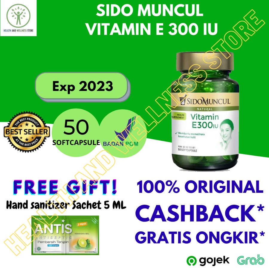 Jual SIDO MUNCUL NATURAL VITAMIN E 300 IU 50 SOFT CAPSULES KAPSUL LUNAK ANTIOKSIDAN 50 TABLET