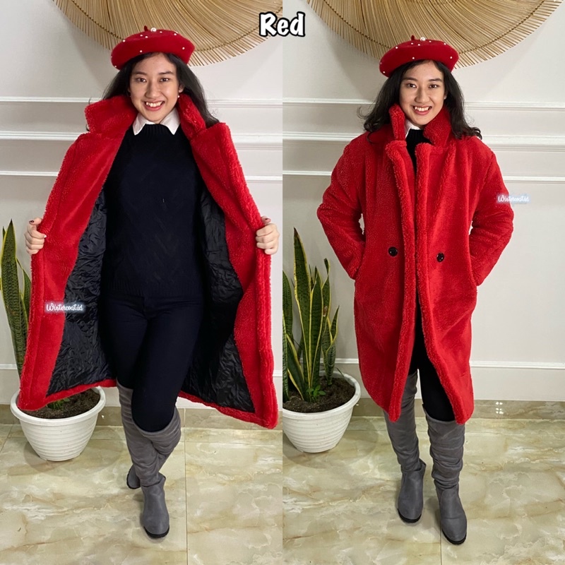 Faux fur coat winter impor mantel wanita musim dingin jaket hangat big size jumbo plus