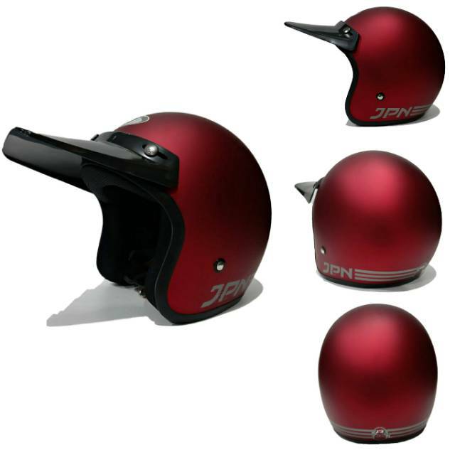 Helm Jpn Retro Maroon Dof pet panjang