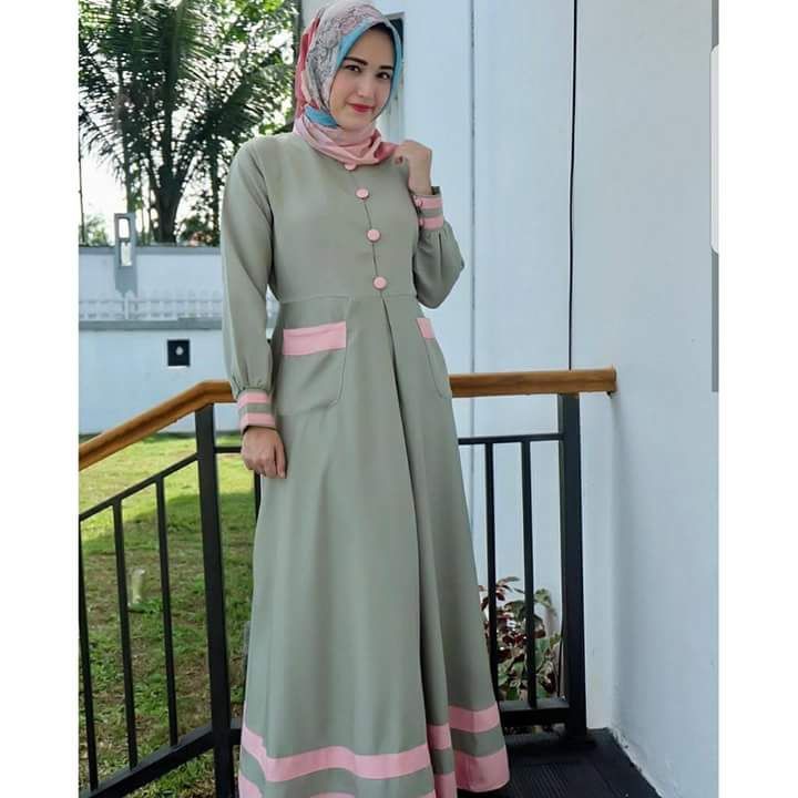 Alisha dress syari gamis Saku depan umbrella Mayung busana muslim wanita muslimah osd oki