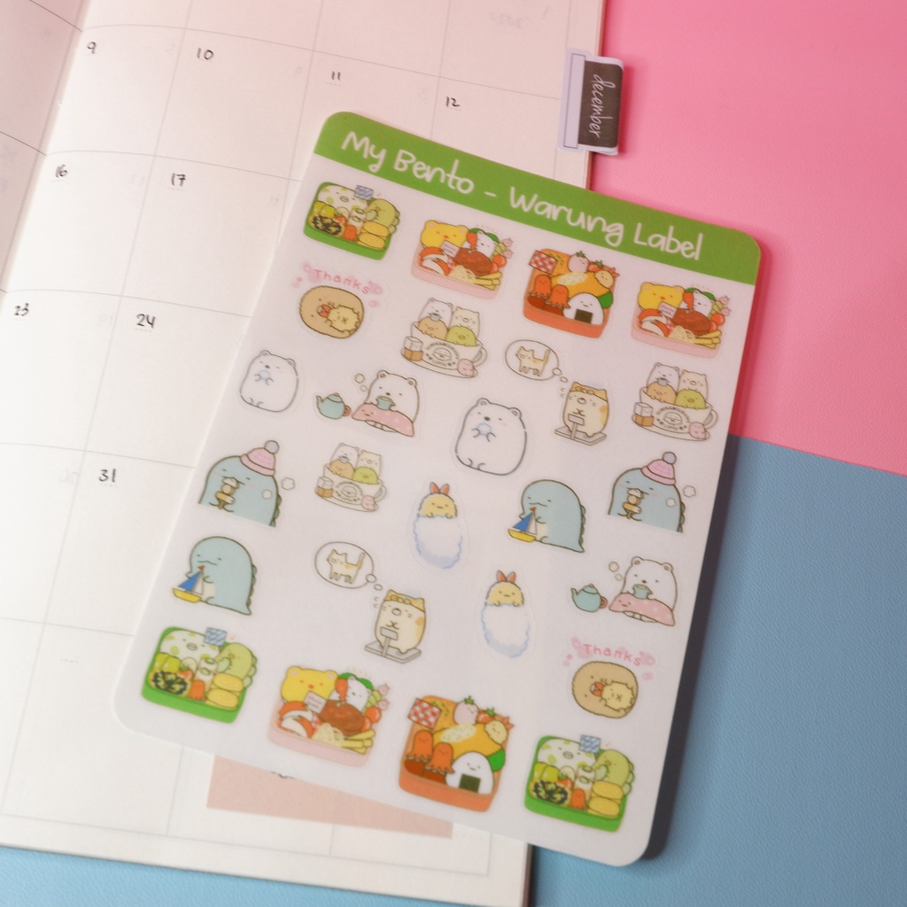 

Sticker my bento - sticker sumikko gurashi - sticker deco - bullet jurnal - sticker lucu