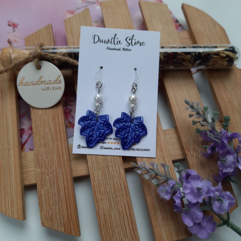 HANDMADE ANTING ANAK/DEWASA KAITAN PLASTIK MOTIF DAUN ANGGUR