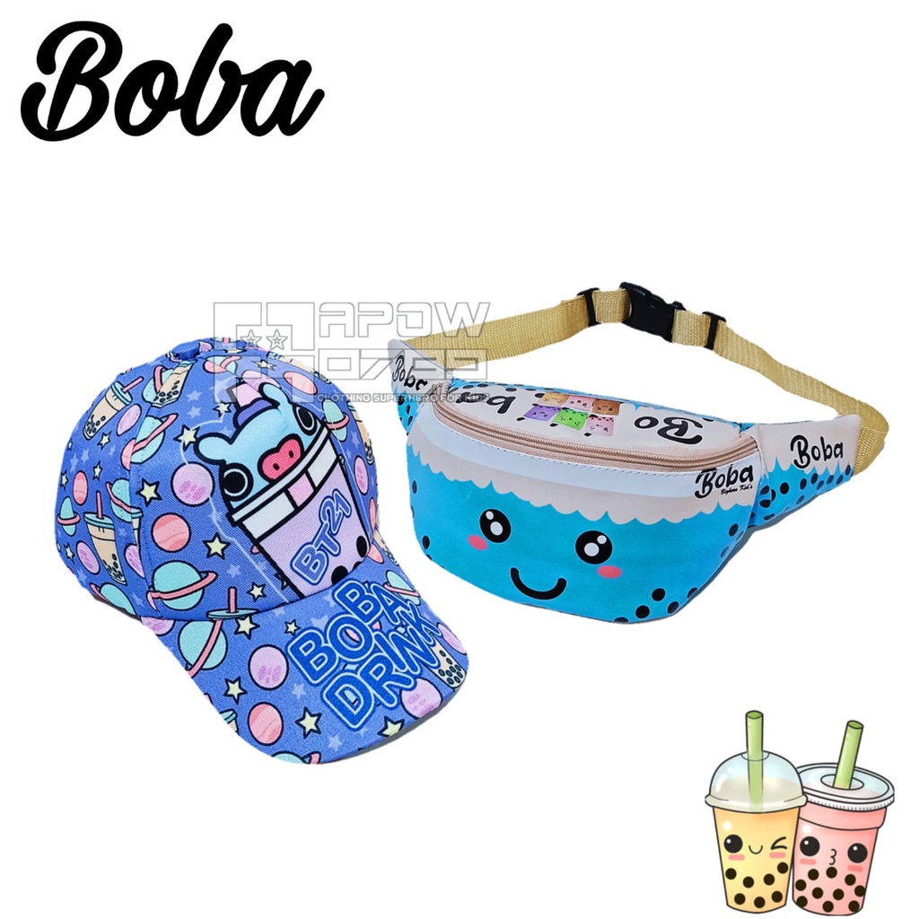 Tas WAISTBAG Anak PREMIUM BT21 PINK + TOPI 2 in 1 Sepaket Bagus Murah Berkualitas / BTS / ARMY / K-POP / BT21