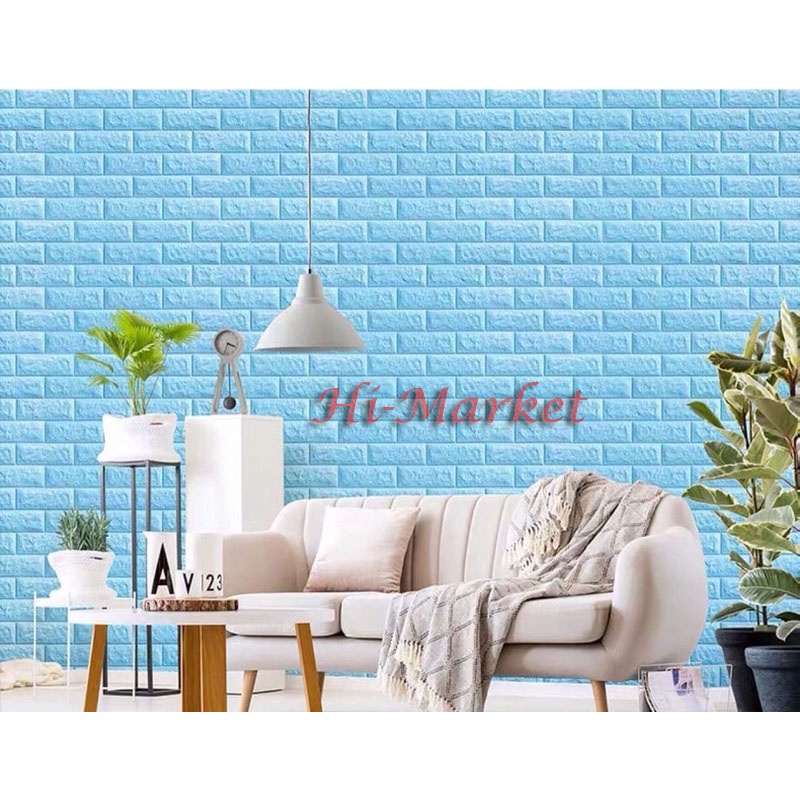 Wallpaper Foam 3D Bata BIRU/ Wallpaper Dinding Biru polos 4mm