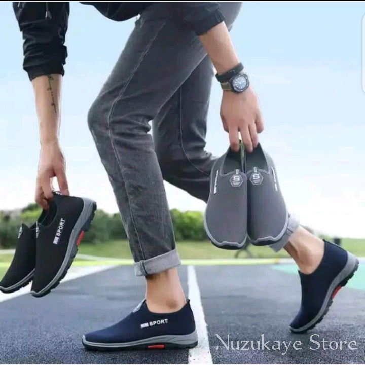 SEPATU SLIP ON PRIA TANPA TALI / SEPATU SPORT OLAHRAGA RUNNING